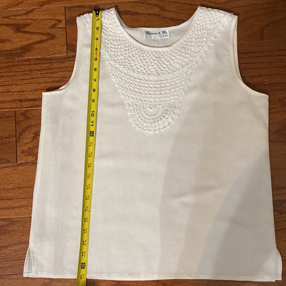Marcia & Me Co sleeveless linen offwhite blouse. L - Picture 9 of 10